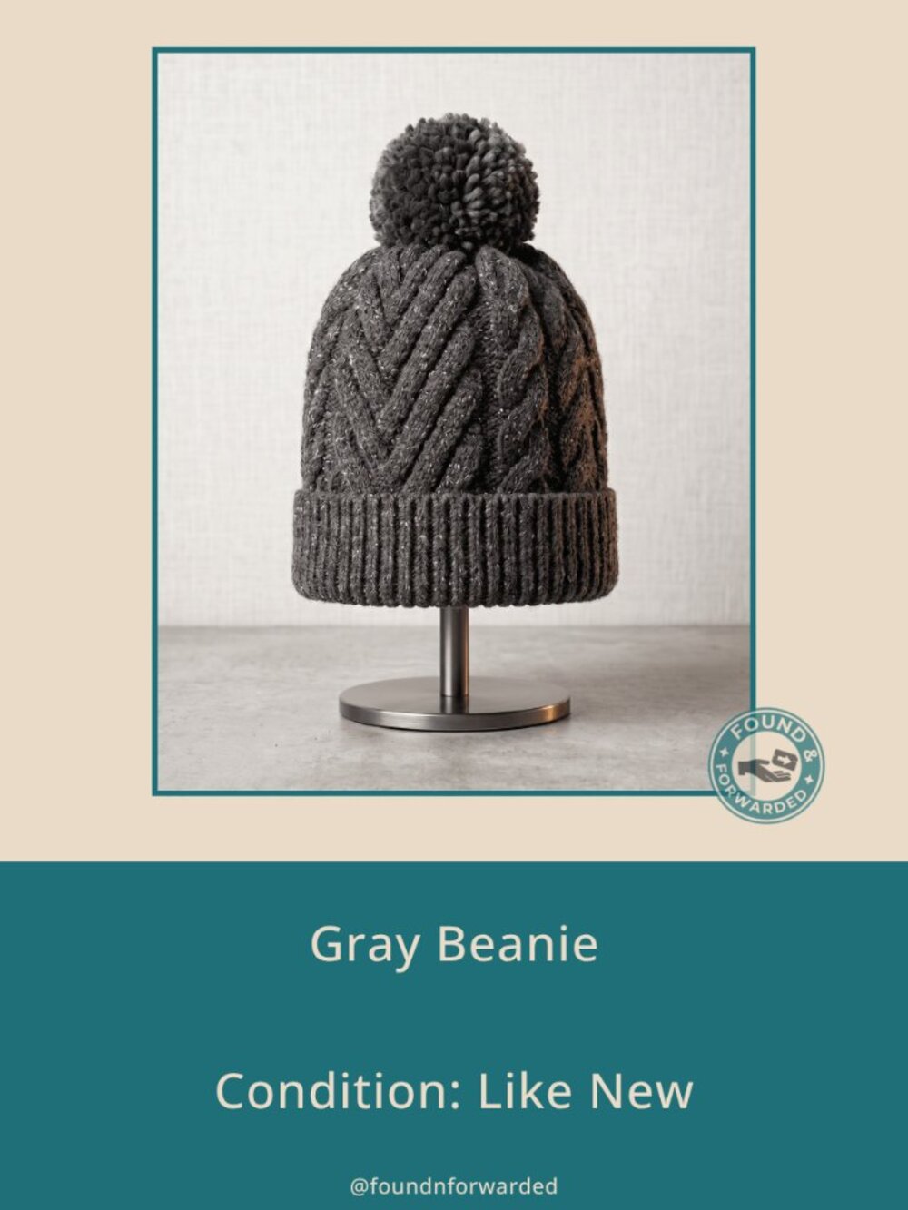 Universal Thread Gray Cable Knit Pom Pom Beanie Hat OS Target